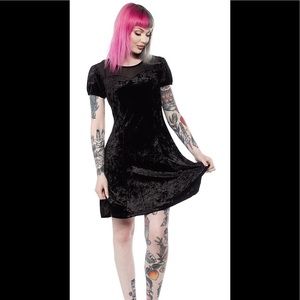 NWOT Jawbreaker Dotted Mesh Little Black Skater Dress